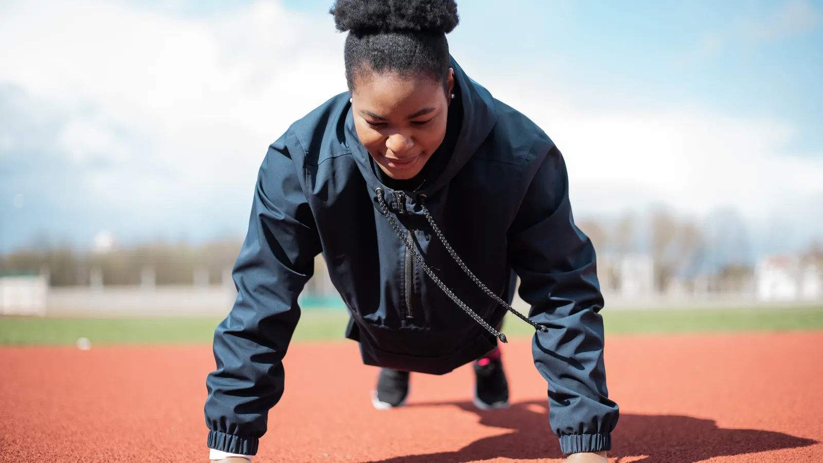 Woman training during an upper body workout
